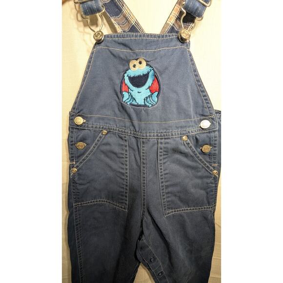 Vintage Sesame Street Toddler Overalls Sz 2T Cookie Monster 90s Dungarees - Picture 7 of 9